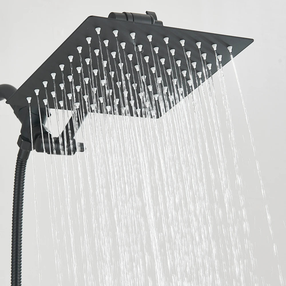 Luxury 8–12" Rain Shower Head Combo – High Pressure with Adjustable Extension Arm & 3-Way Handheld Spray