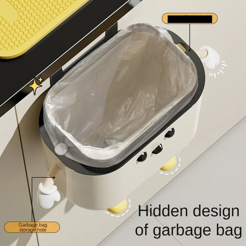 Wall-Mounted Food Waste Bin – 9L/12L Kitchen Trash Can with Lid
