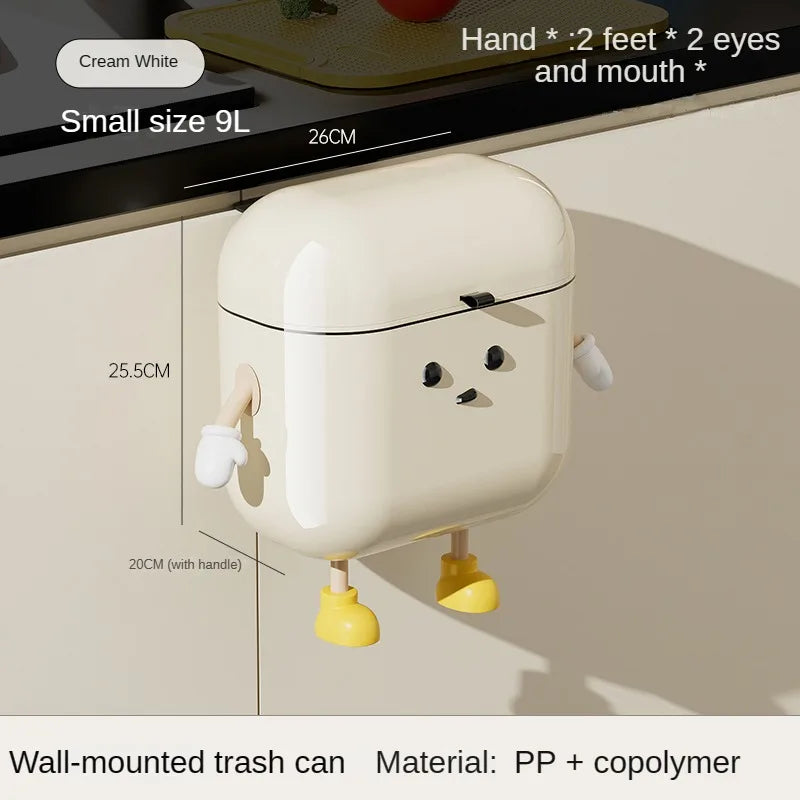 Wall-Mounted Food Waste Bin – 9L/12L Kitchen Trash Can with Lid