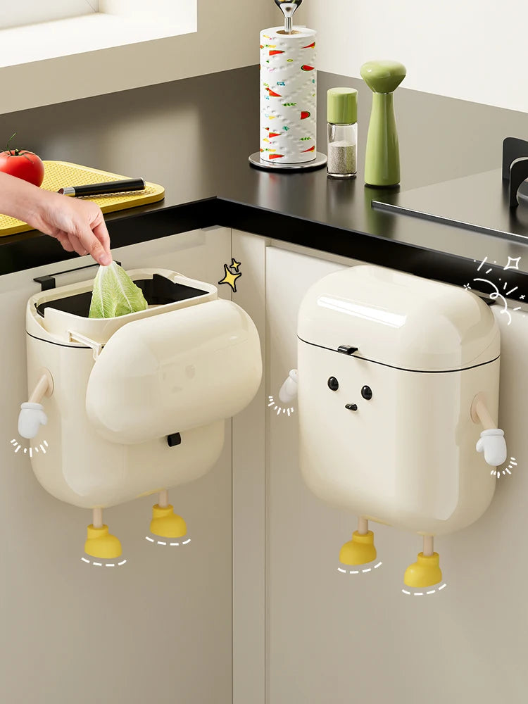 Wall-Mounted Food Waste Bin – 9L/12L Kitchen Trash Can with Lid