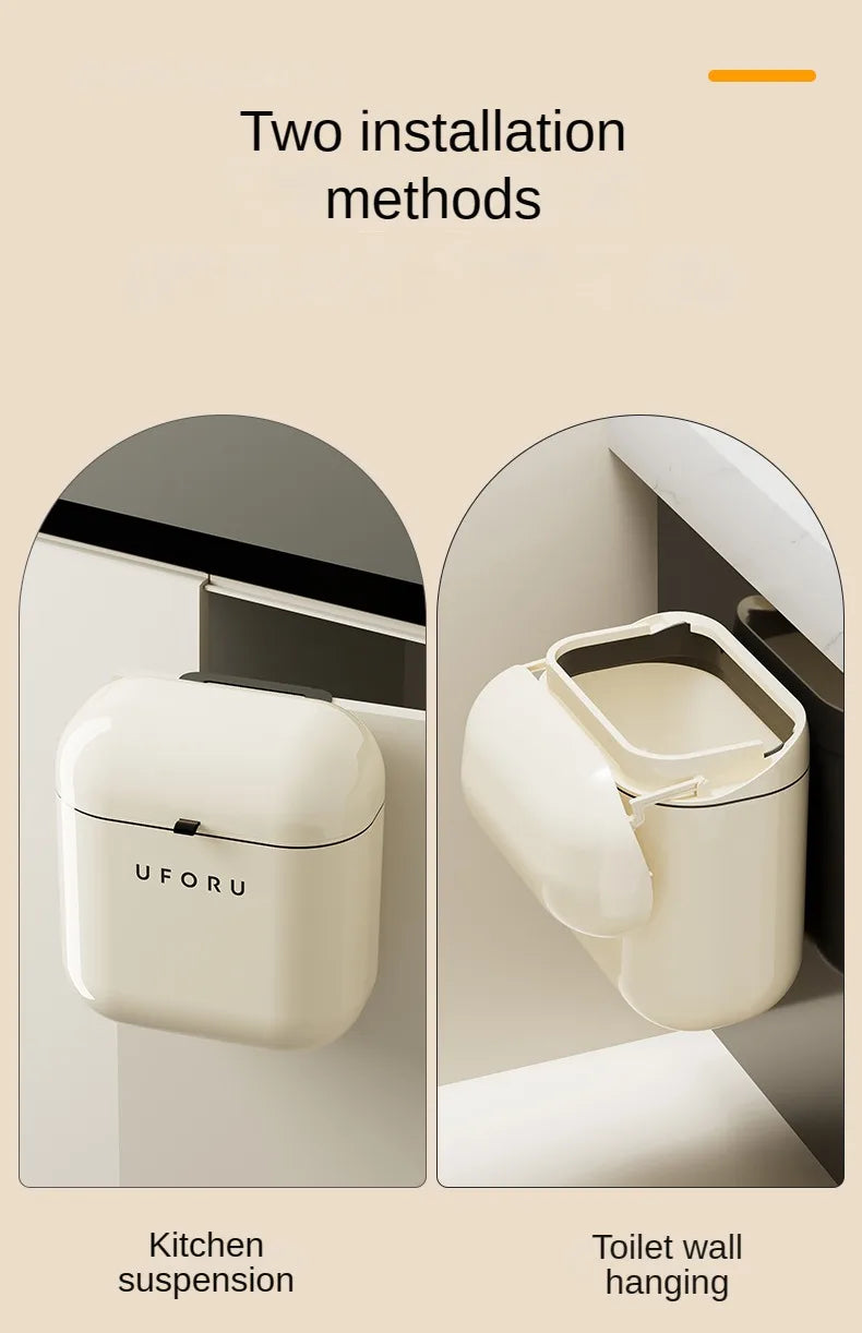 Wall-Mounted Food Waste Bin – 9L/12L Kitchen Trash Can with Lid
