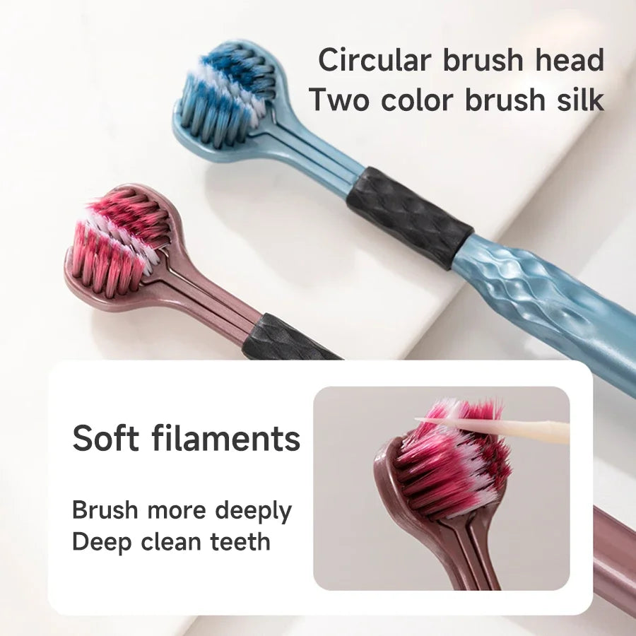 3-Sided Toothbrush – Comprehensive Cleaning with Soft Bristles (2-Pack)