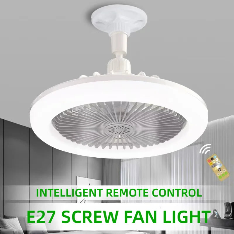 3-in-1 Rotatable Ceiling Fan with LED Light – Remote Control E27 Bas