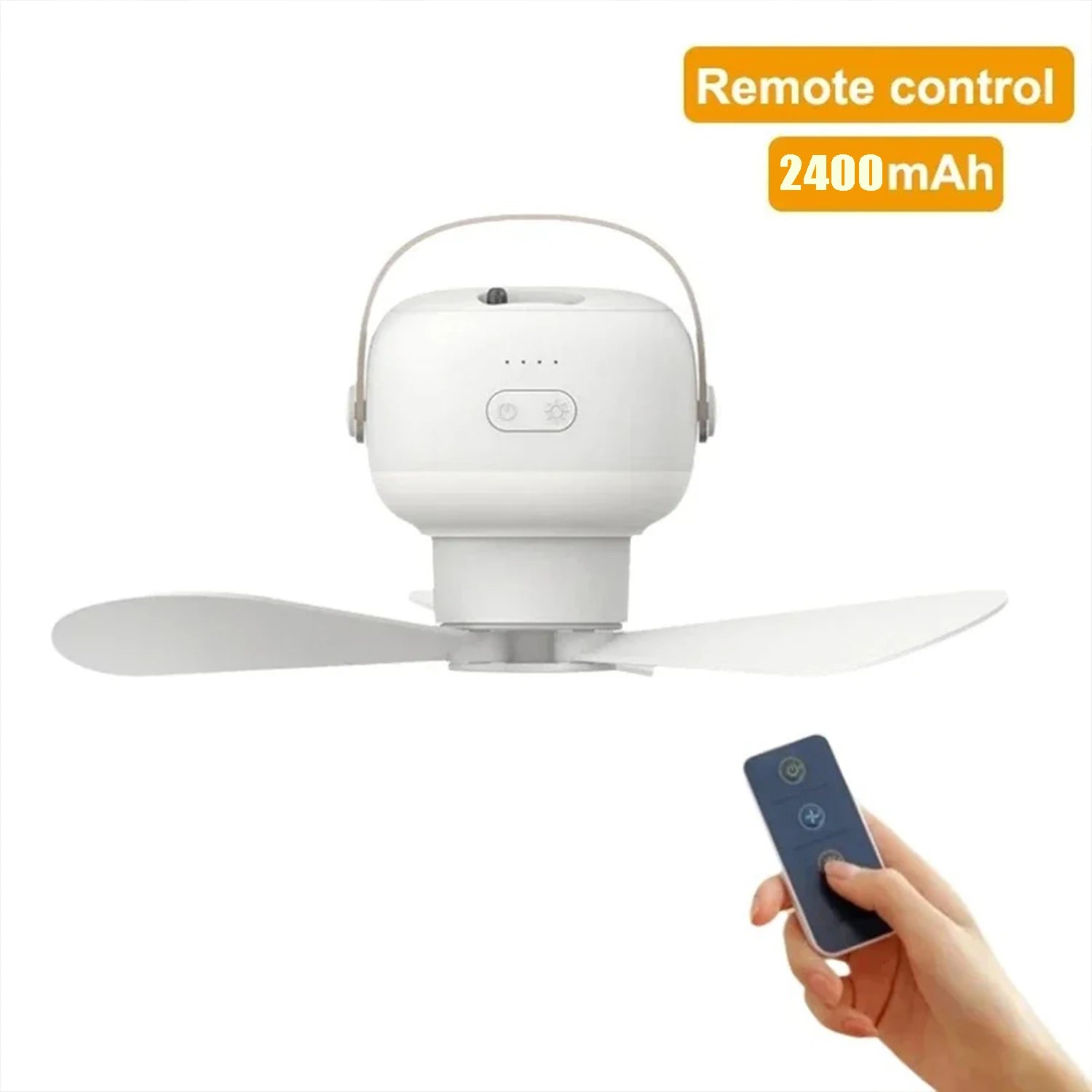 Outdoor Camping Ceiling Fan – 2400mAh Rechargeable Fan with LED Light