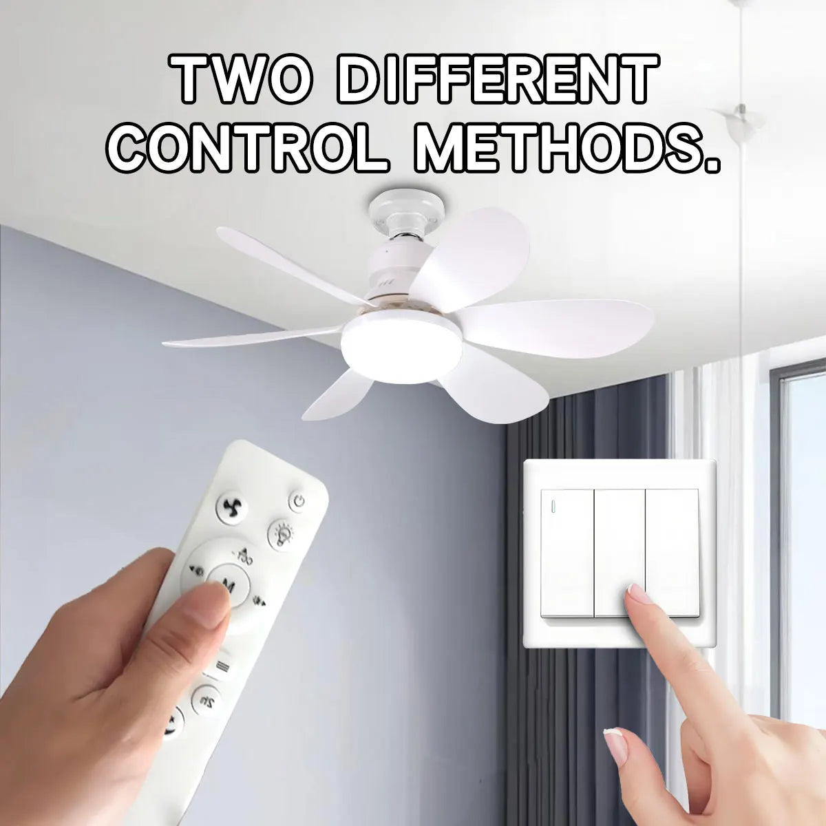 2-in-1 E27 Ceiling Fan Light with Remote – 30W/40W LED Dimmable Lamp