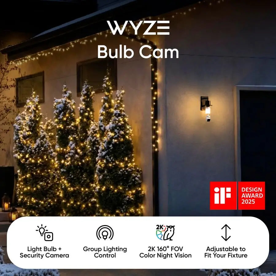 2K HD Bulb Security Camera – LED Light Camera with Motion Detection & Siren