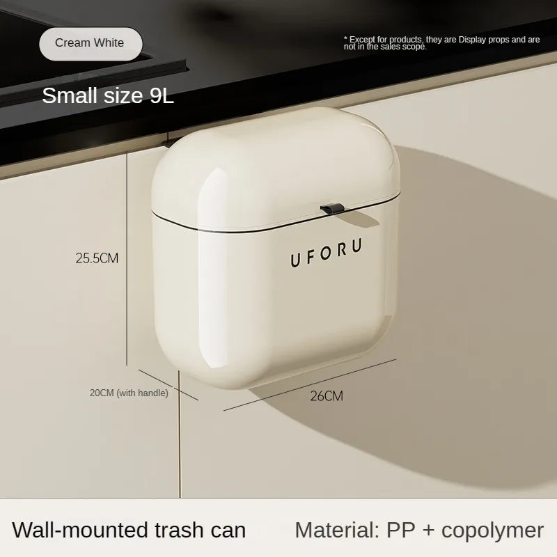 Wall-Mounted Food Waste Bin – 9L/12L Kitchen Trash Can with Lid