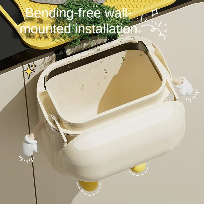 Wall-Mounted Food Waste Bin – 9L/12L Kitchen Trash Can with Lid