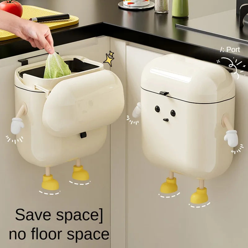 Wall-Mounted Food Waste Bin – 9L/12L Kitchen Trash Can with Lid