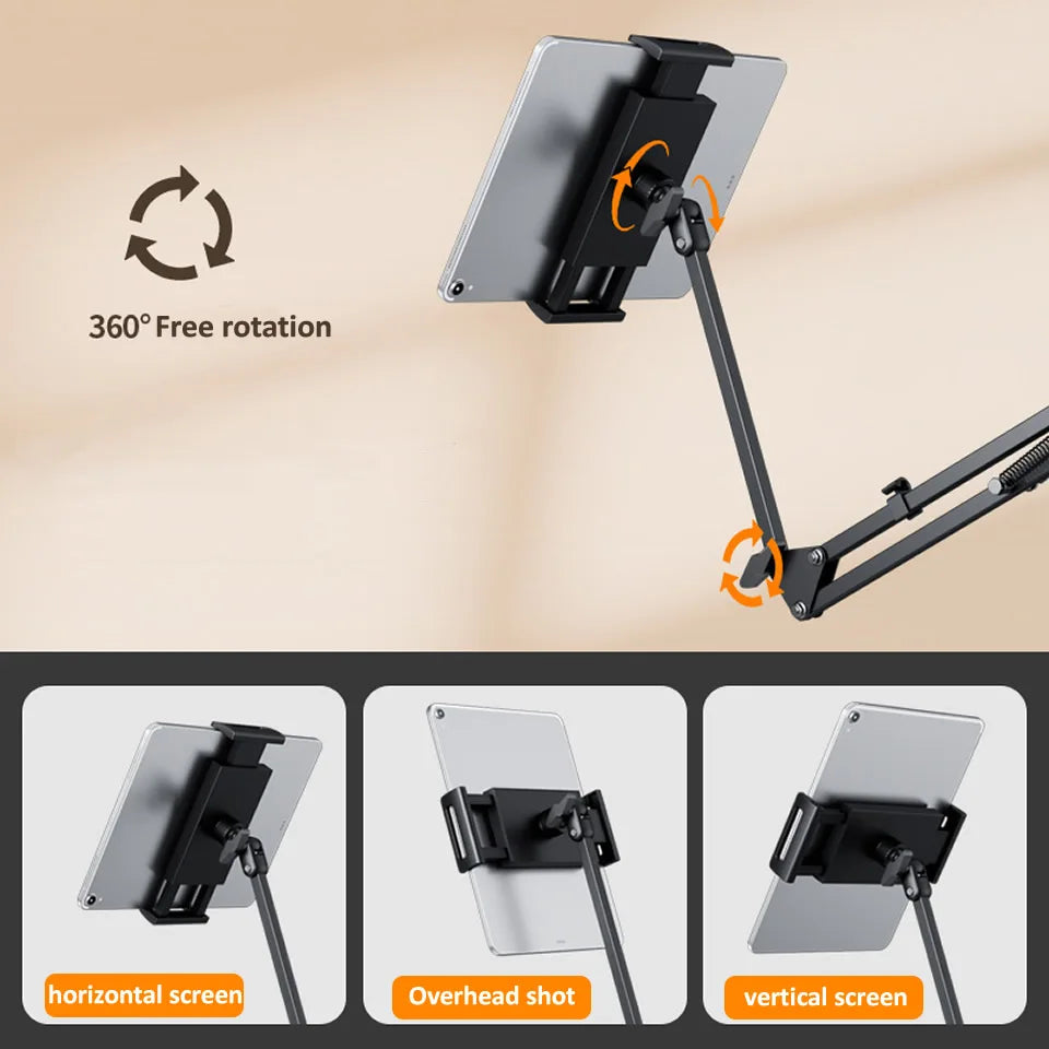 Adjustable Bed Tablet Stand – Lazy Arm Mount for 4–12.9" Phones & Tablets