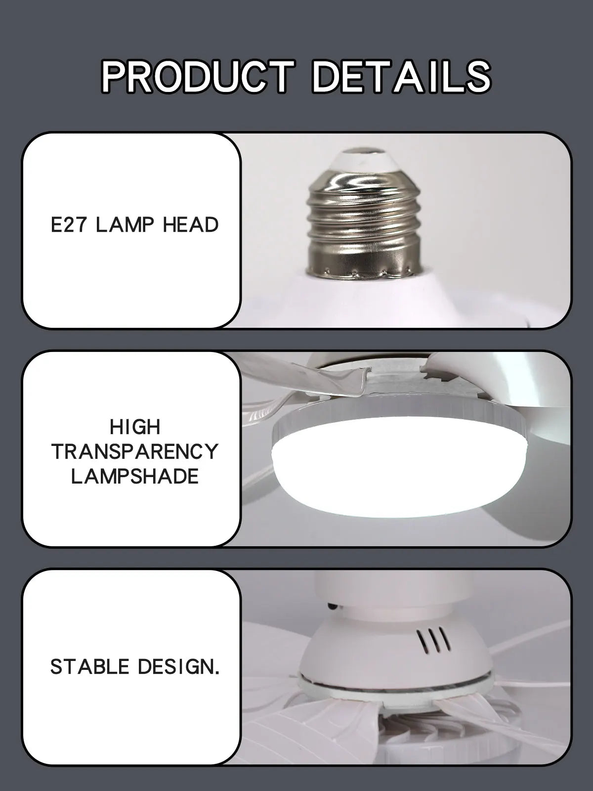 2-in-1 E27 Ceiling Fan Light with Remote – 30W/40W LED Dimmable Lamp