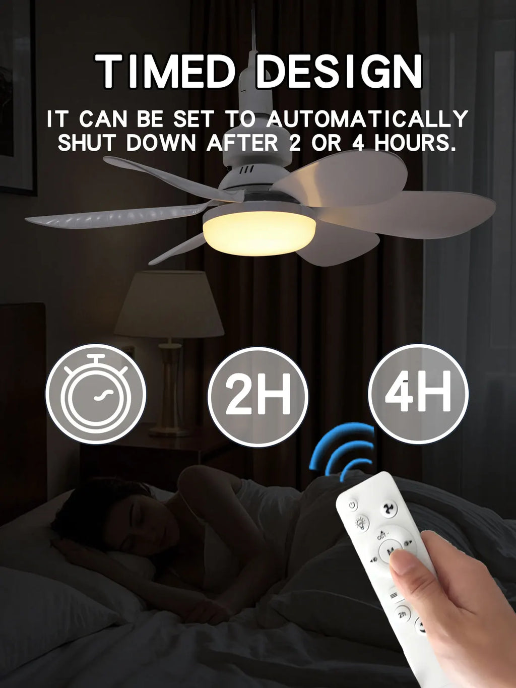 2-in-1 E27 Ceiling Fan Light with Remote – 30W/40W LED Dimmable Lamp