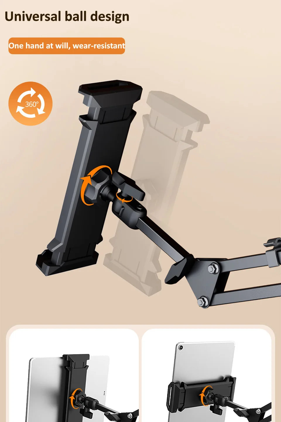 Adjustable Bed Tablet Stand – Lazy Arm Mount for 4–12.9" Phones & Tablets