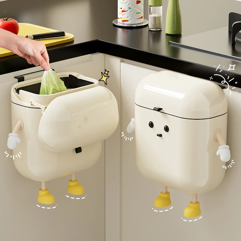 Wall-Mounted Food Waste Bin – 9L/12L Kitchen Trash Can with Lid