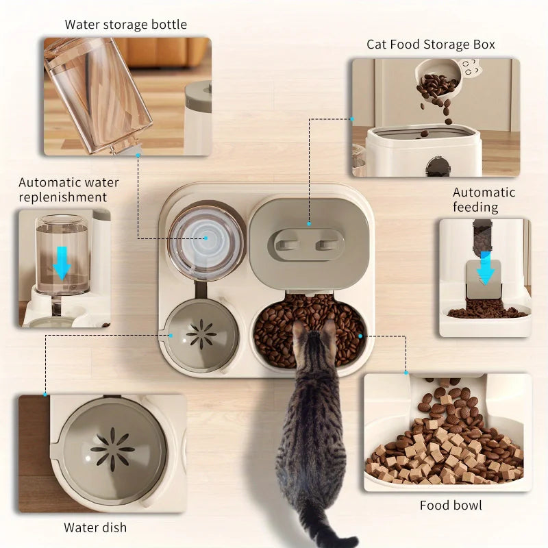 Automatic Cat & Dog Feeder Bowl – Food Dispenser with Water Fountain