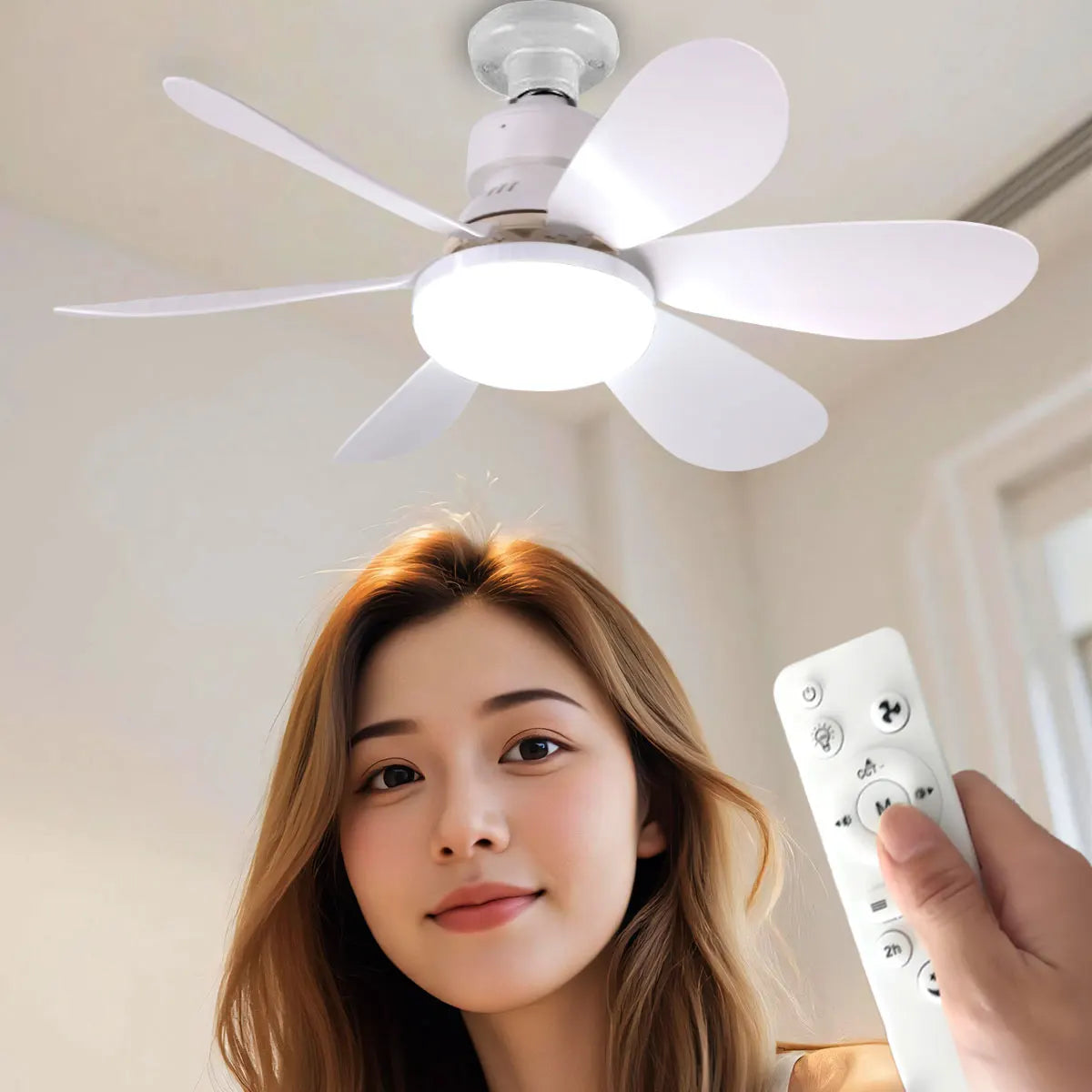 2-in-1 E27 Ceiling Fan Light with Remote – 30W/40W LED Dimmable Lamp