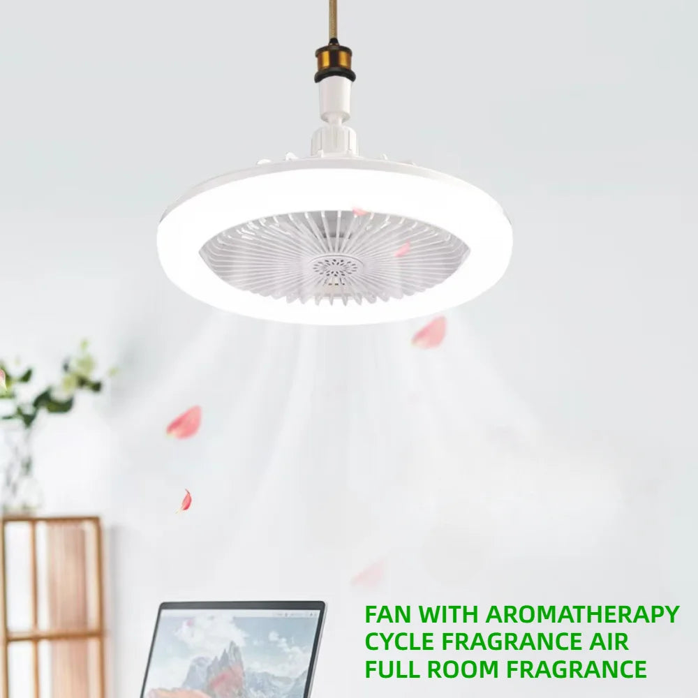 3-in-1 Rotatable Ceiling Fan with LED Light – Remote Control E27 Bas