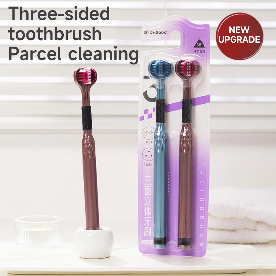 3-Sided Toothbrush – Comprehensive Cleaning with Soft Bristles (2-Pack)