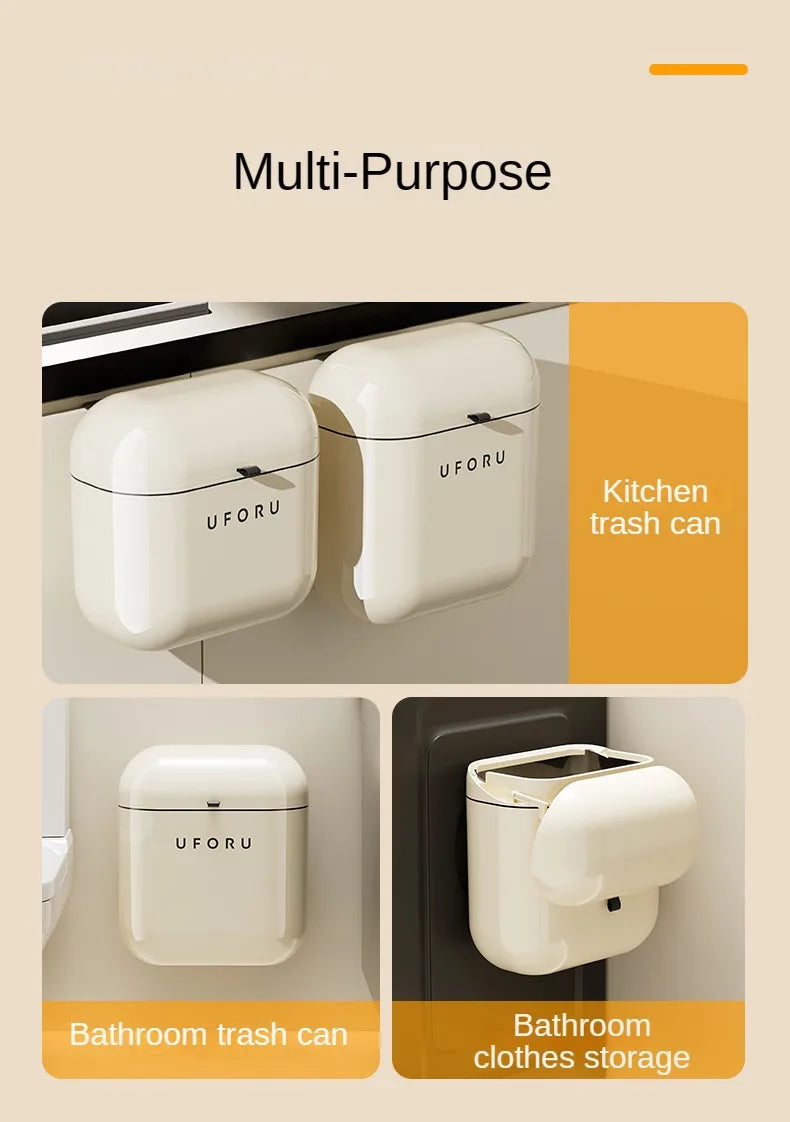 Wall-Mounted Food Waste Bin – 9L/12L Kitchen Trash Can with Lid