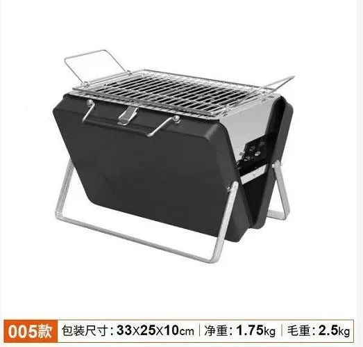 Portable Stainless Steel Camping Grill – Folding Charcoal BBQ Grill