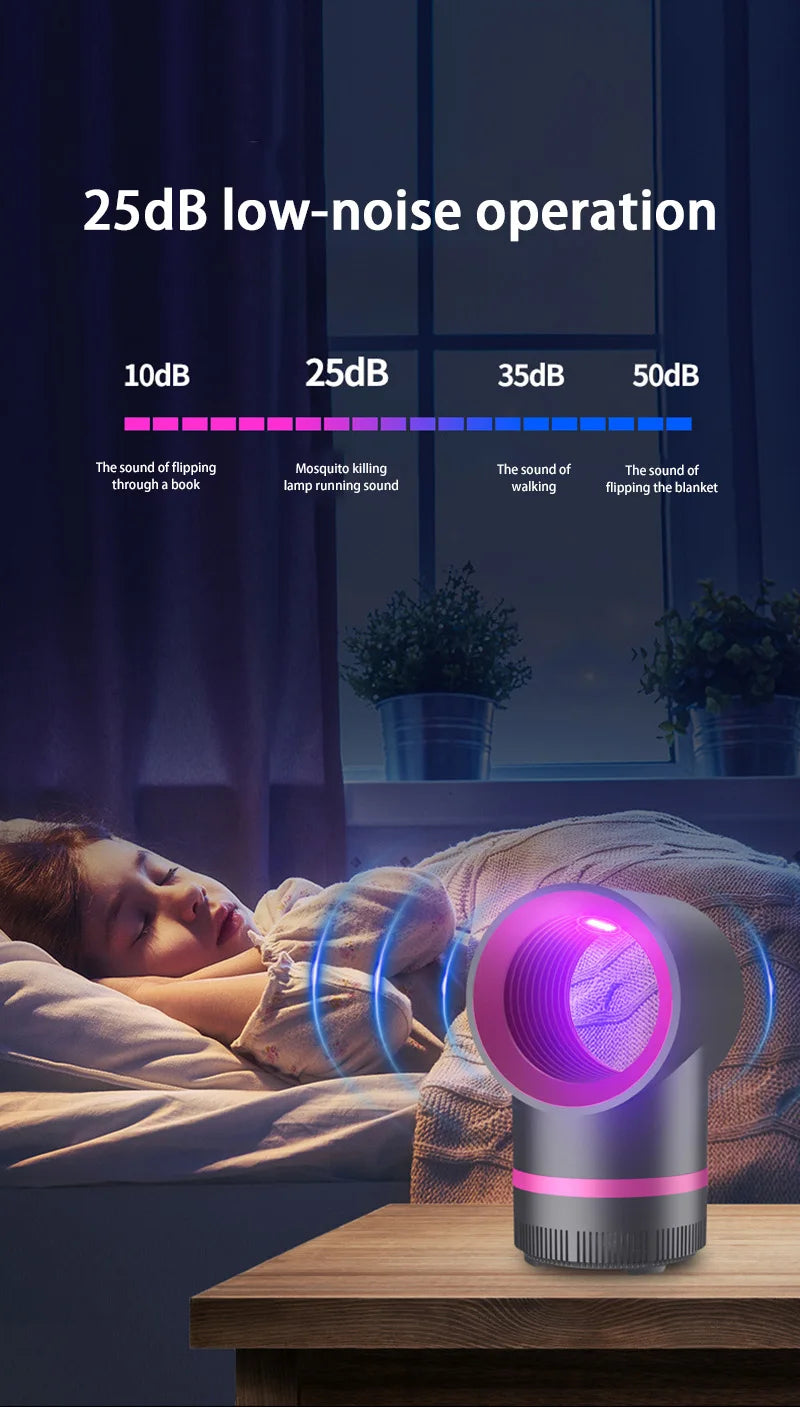 Portable Silent Mosquito Killer Lamp – USB Plug-In Bug Zapper for Bedroom & Outdoor Use