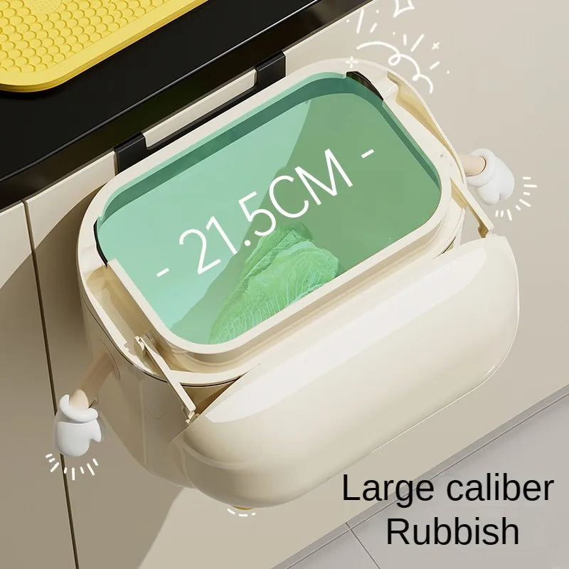 Wall-Mounted Food Waste Bin – 9L/12L Kitchen Trash Can with Lid