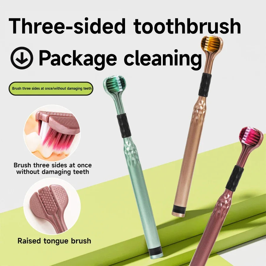 3-Sided Toothbrush – Comprehensive Cleaning with Soft Bristles (2-Pack)