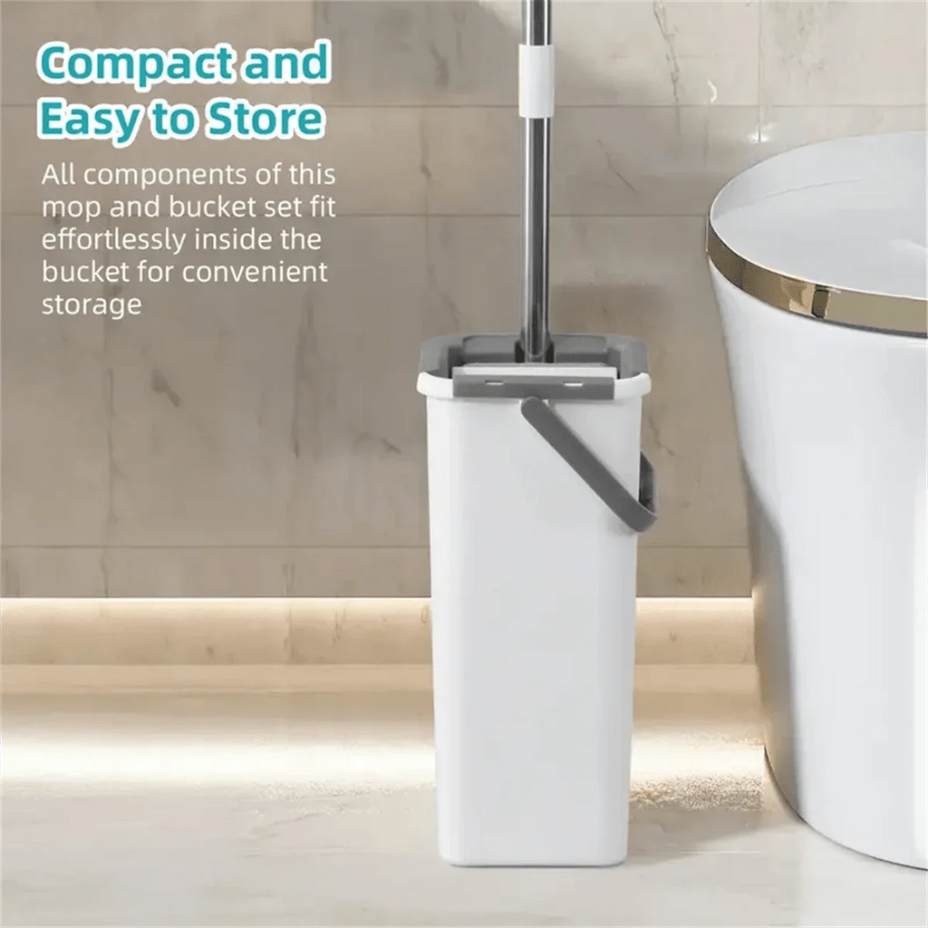 Hand Free Flat Floor Mop And Bucket Set For Professional Home Floor Cleaning System With 3PCS Washable Microfiber