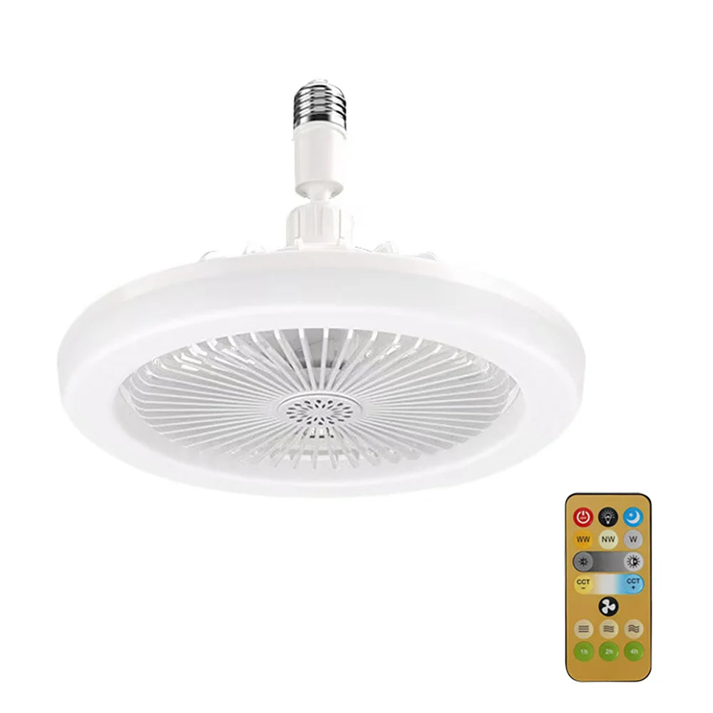 3-in-1 Rotatable Ceiling Fan with LED Light – Remote Control E27 Bas