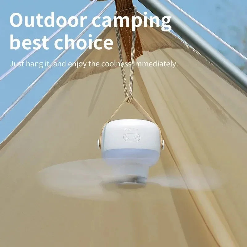 Outdoor Camping Ceiling Fan – 2400mAh Rechargeable Fan with LED Light