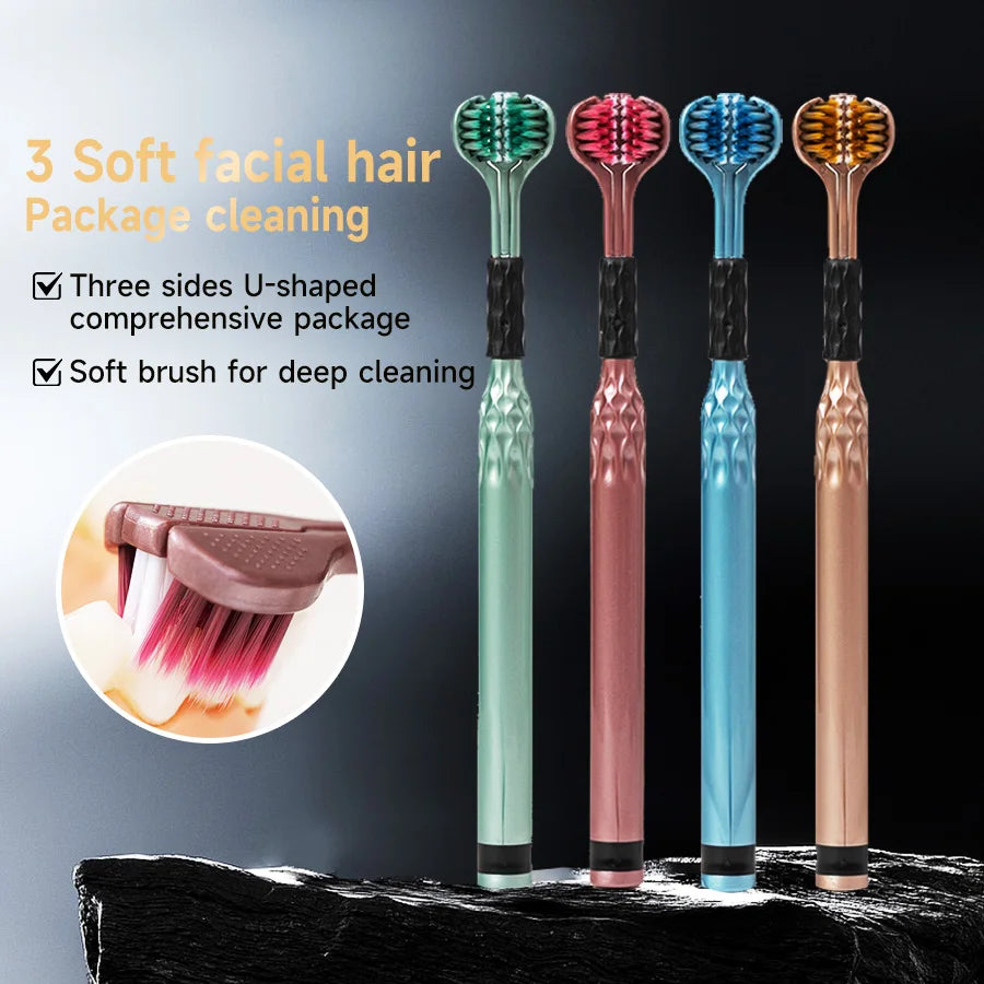 3-Sided Toothbrush – Comprehensive Cleaning with Soft Bristles (2-Pack)