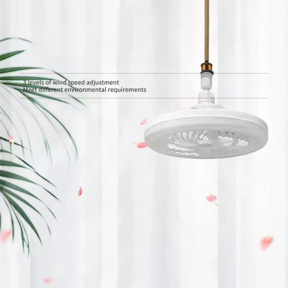 3-in-1 Rotatable Ceiling Fan with LED Light – Remote Control E27 Bas