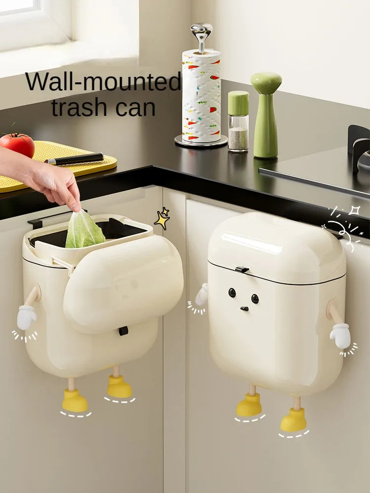 Wall-Mounted Food Waste Bin – 9L/12L Kitchen Trash Can with Lid
