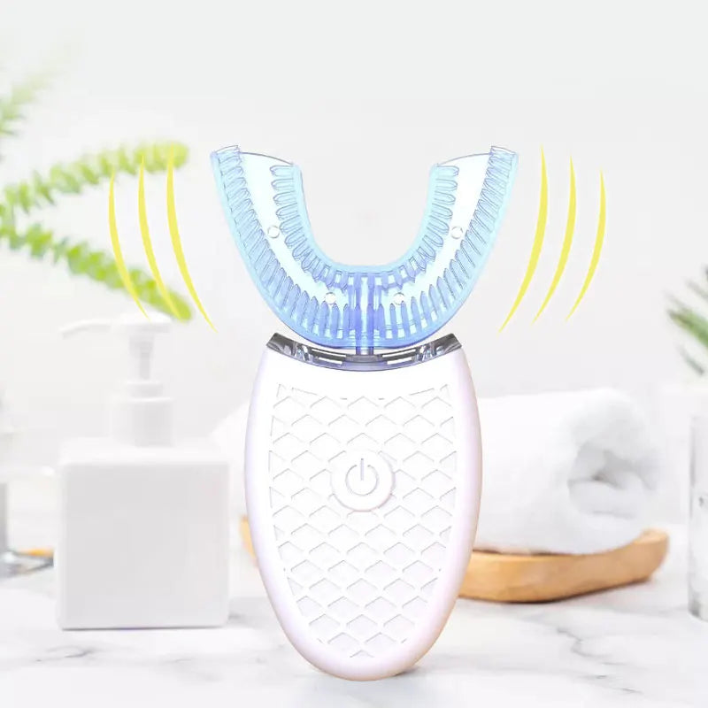 Smart 360° U-Type Electric Toothbrush – Sonic Cleaning, Soft Silicone Head, USB Rechargeable & Waterproof