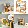 3-Tier Bamboo Spice Organizer – Shaker Bottles, Airtight Jars & Dispensers