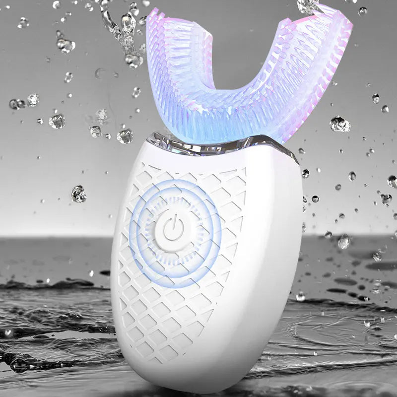 Smart 360° U-Type Electric Toothbrush – Sonic Cleaning, Soft Silicone Head, USB Rechargeable & Waterproof