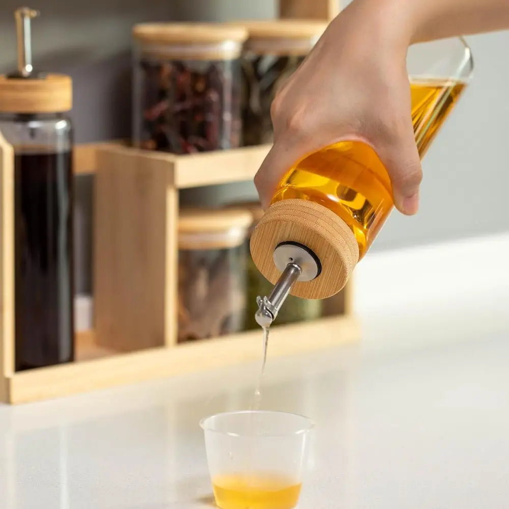 3-Tier Bamboo Spice Organizer – Shaker Bottles, Airtight Jars & Dispensers